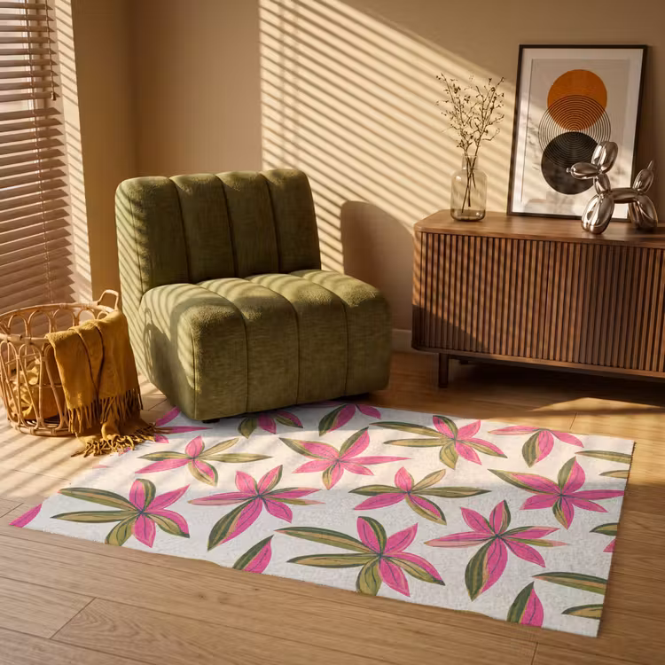 Tropisch - Bloem - Roze Vloerkleed Rechthoek klein 1091 -atmosphere_sfeer1_global