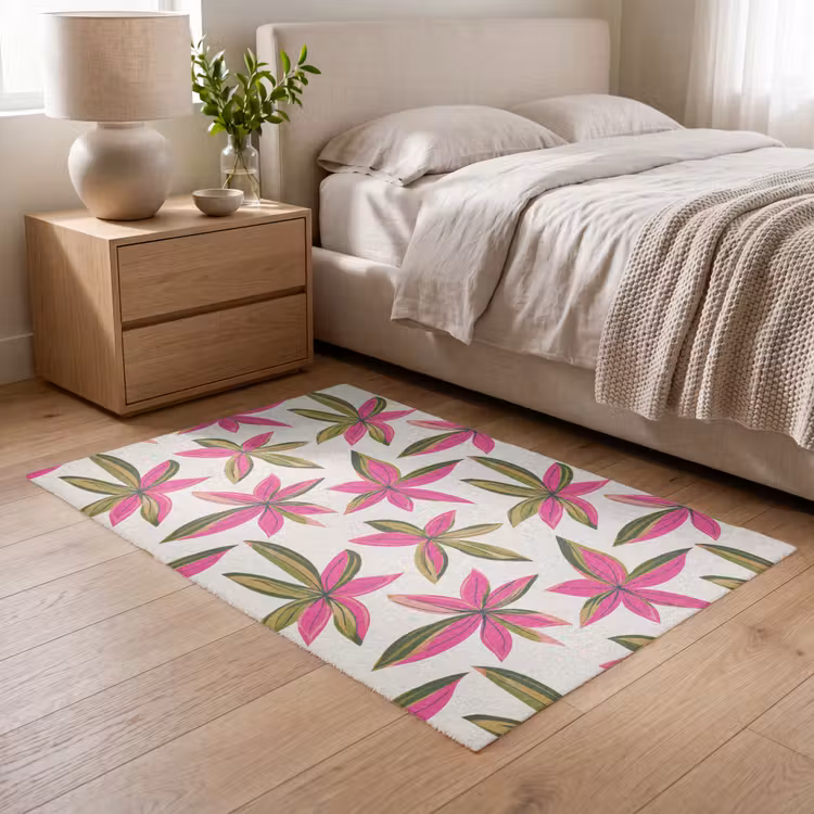 Tropisch - Bloem - Roze Vloerkleed Rechthoek klein 1091 -atmosphere_sfeer3_global