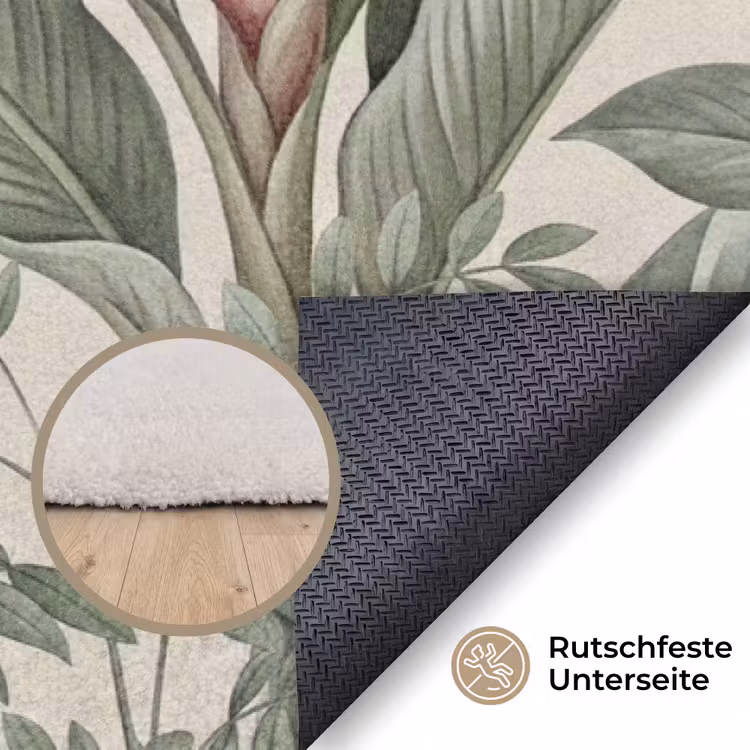 Tropisch - Planten - Modern - Groen Vloerkleed Rechthoek klein -uniquesellingpoint_antislip_DE_DE