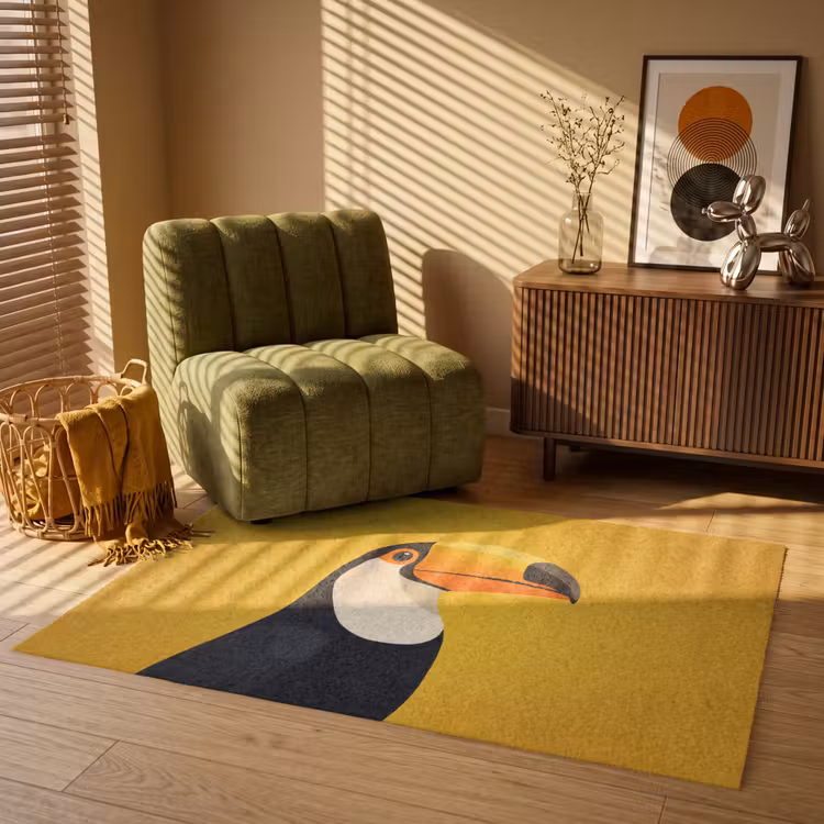 Toekan - Minimalistisch - Snavel - Oranje Vloerkleed Rechthoek klein -atmosphere_sfeer1_global