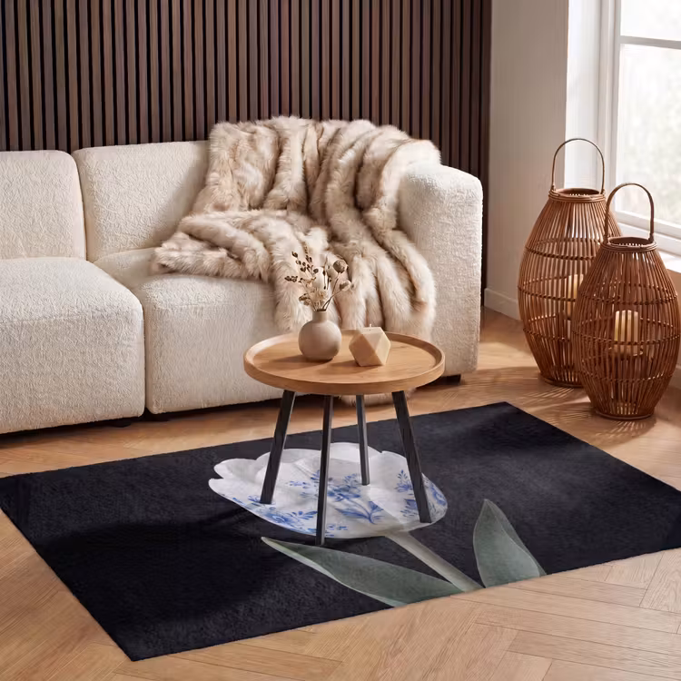 Tulp - Patroon - Blauw Vloerkleed Rechthoek klein -atmosphere_sfeer2_global