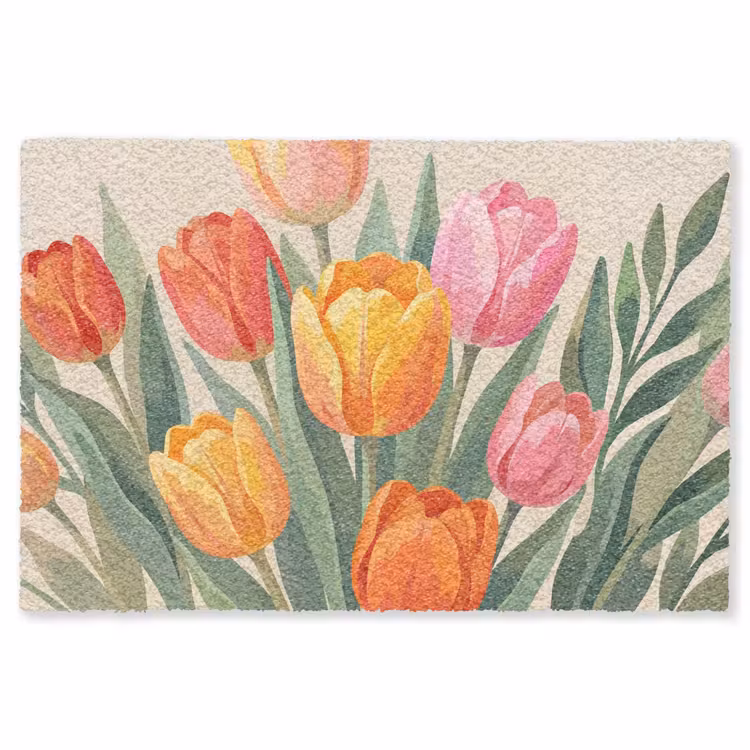 Tulpen - Abstract - Kleurrijk Vloerkleed Rechthoek klein -3d