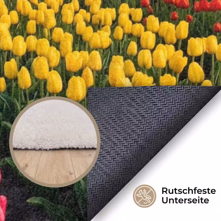 Tulpen - Holland - Molen - Kleurrijk Vloerkleed Rechthoek klein -uniquesellingpoint_antislip_DE_DE