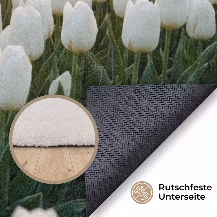 Tulpen - Landschap - Wit Vloerkleed Rechthoek klein -uniquesellingpoint_antislip_DE_DE