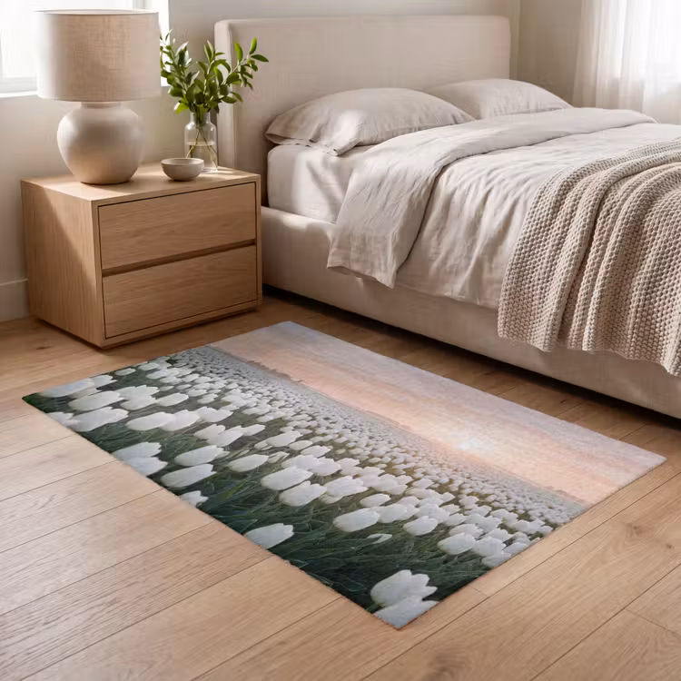 Tulpen - Landschap - Wit Vloerkleed Rechthoek klein -atmosphere_sfeer3_global