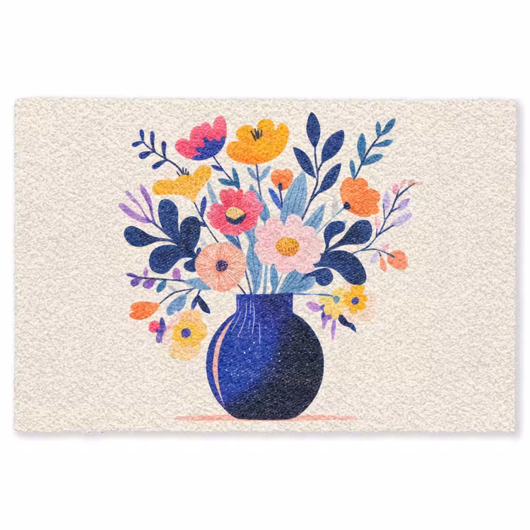Vaas - Bloemen - Boeket Vloerkleed Rechthoek klein -3d