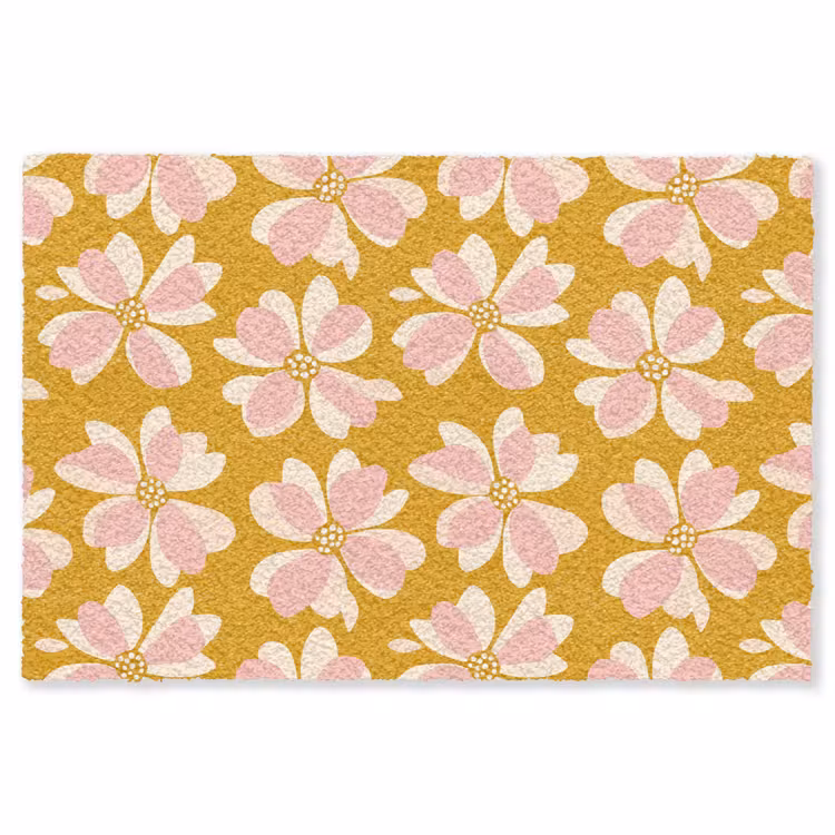 Vintage - Bloemen - Okergeel Vloerkleed Rechthoek klein 1091 -3d