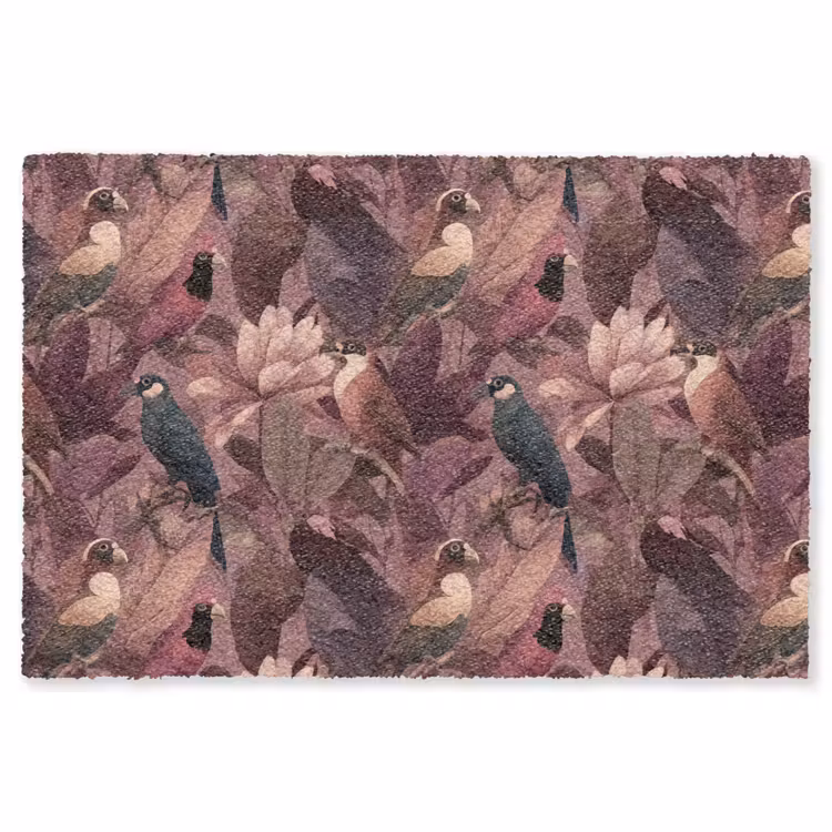 Vogels - Bladeren - Roze Vloerkleed Rechthoek klein 1091 -3d