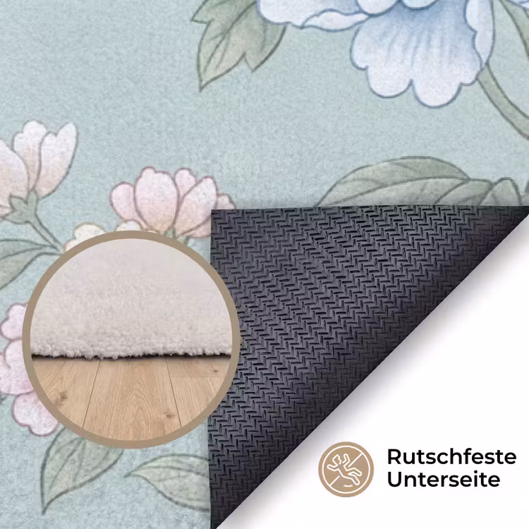 Vogel - Bloemen - Kleurrijk Vloerkleed Rechthoek klein -uniquesellingpoint_antislip_DE_DE