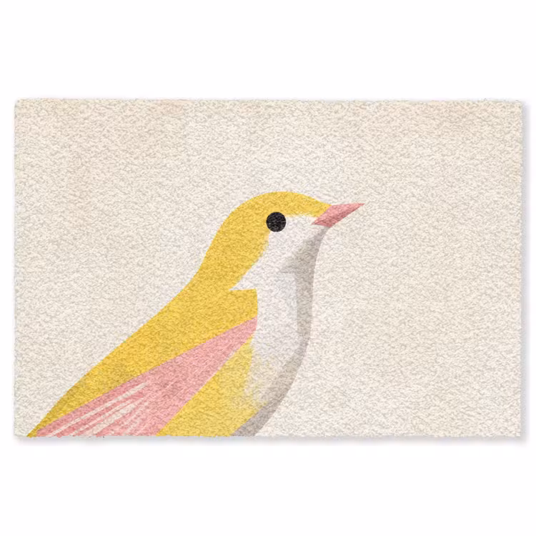 Vogel - Minimalistisch - Geel Vloerkleed Rechthoek klein -3d