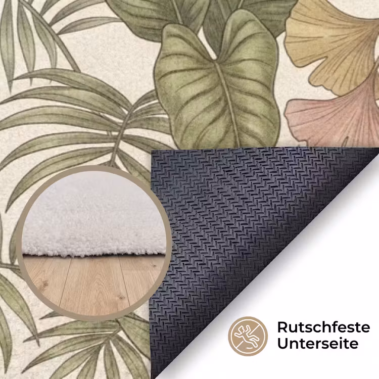 Vogels - Tropisch - Botanisch - Roze Vloerkleed Rechthoek klein -uniquesellingpoint_antislip_DE_DE