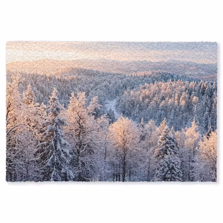 Bos - Bergen - Goud - Winter - Warm Vloerkleed Rechthoek klein -3d