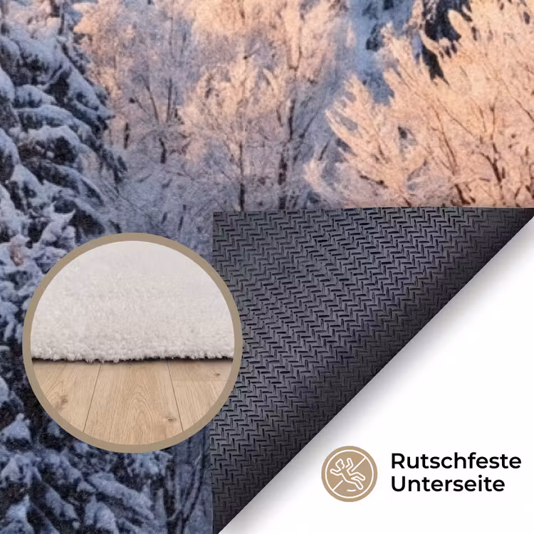 Bos - Bergen - Goud - Winter - Warm Vloerkleed Rechthoek klein -uniquesellingpoint_antislip_DE_DE