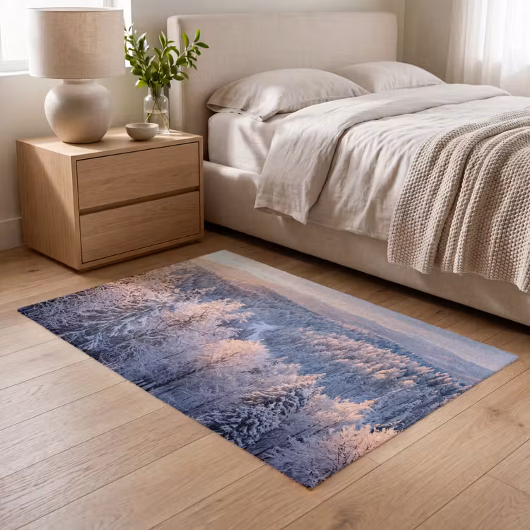 Bos - Bergen - Goud - Winter - Warm Vloerkleed Rechthoek klein -atmosphere_sfeer3_global