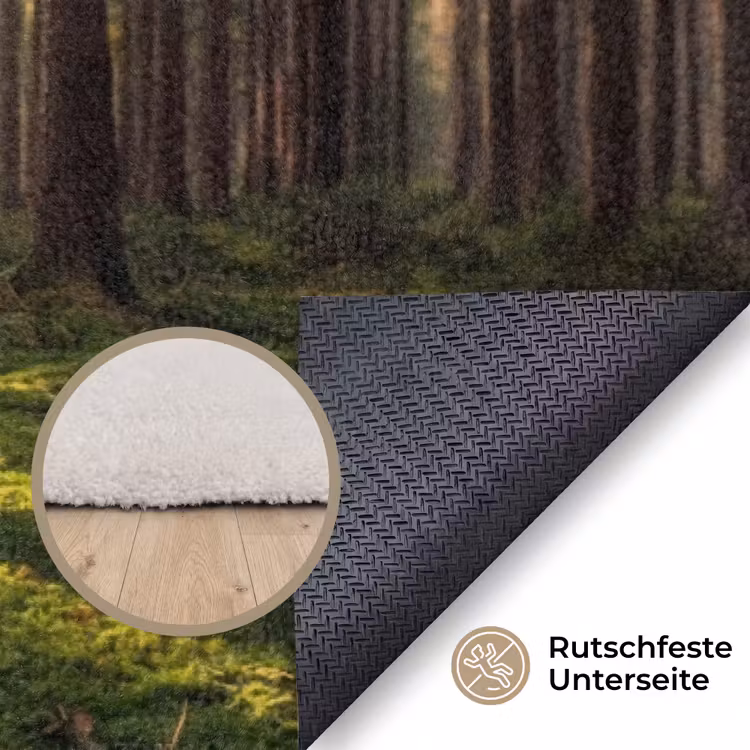 Bos - Gras - Zonlicht Vloerkleed Rechthoek klein -uniquesellingpoint_antislip_DE_DE