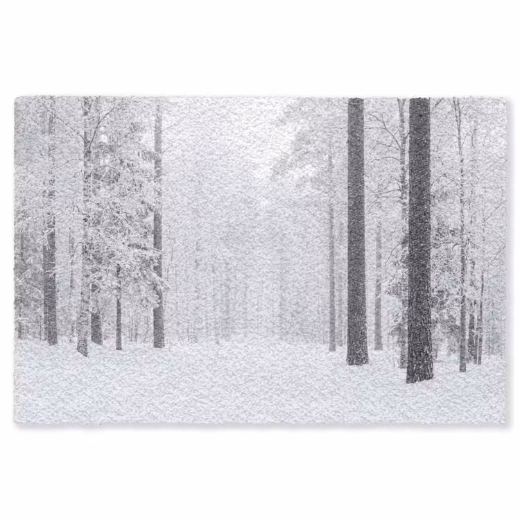 Bos - Sneeuw - Pad - Winter - Stilte Vloerkleed Rechthoek klein -3d