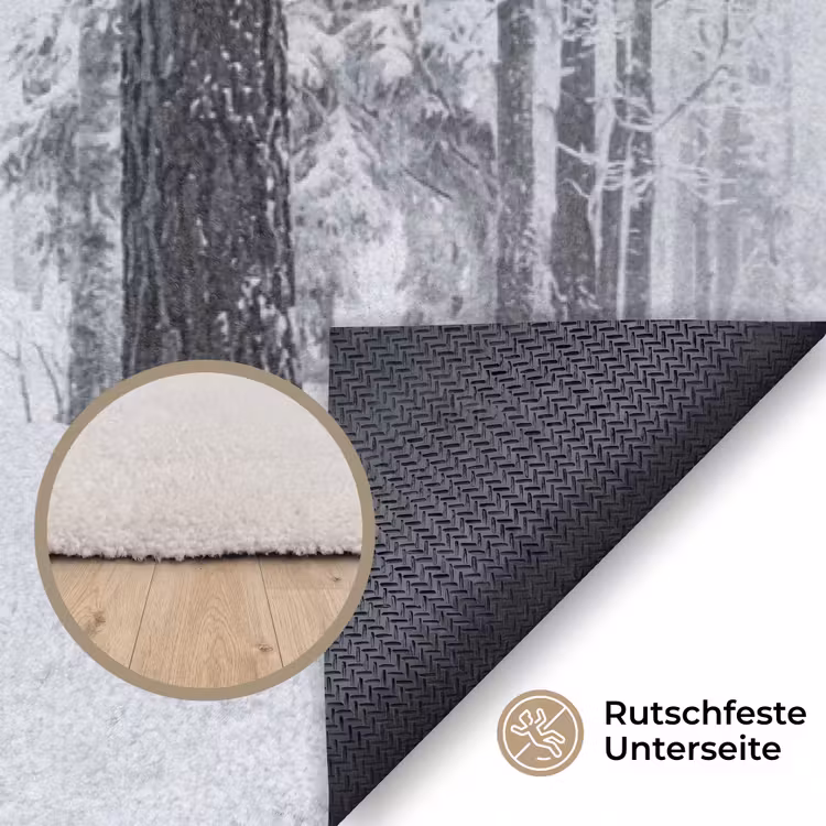 Bos - Sneeuw - Pad - Winter - Stilte Vloerkleed Rechthoek klein -uniquesellingpoint_antislip_DE_DE