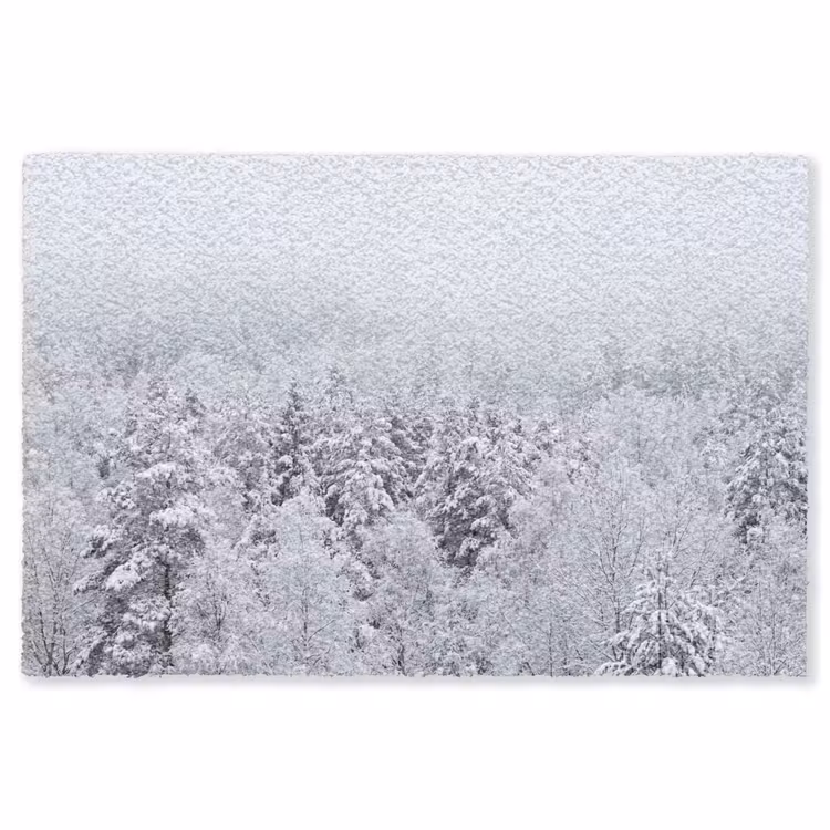 Bos - Sneeuw - Winter - Natuur - Wit Vloerkleed Rechthoek klein -3d
