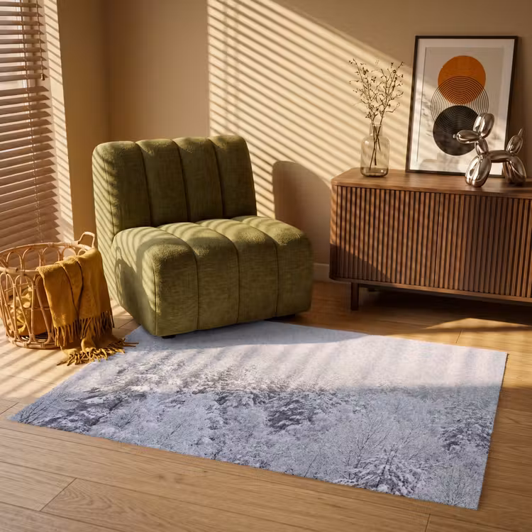 Bos - Sneeuw - Winter - Natuur - Wit Vloerkleed Rechthoek klein -atmosphere_sfeer1_global