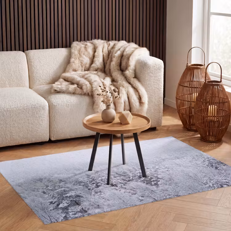 Bos - Sneeuw - Winter - Natuur - Wit Vloerkleed Rechthoek klein -atmosphere_sfeer2_global