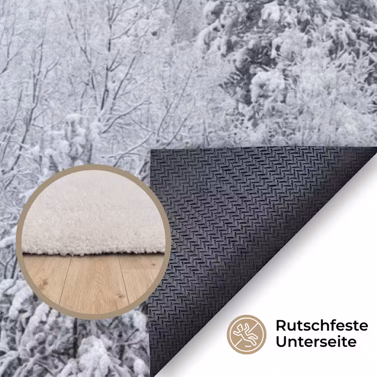 Bos - Sneeuw - Winter - Natuur - Wit Vloerkleed Rechthoek klein -uniquesellingpoint_antislip_DE_DE