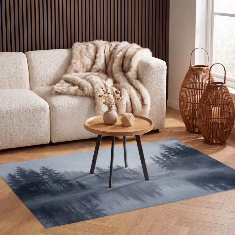 Bos - Meer - Mist - Natuur - Grijs Vloerkleed Rechthoek klein -atmosphere_sfeer2_global