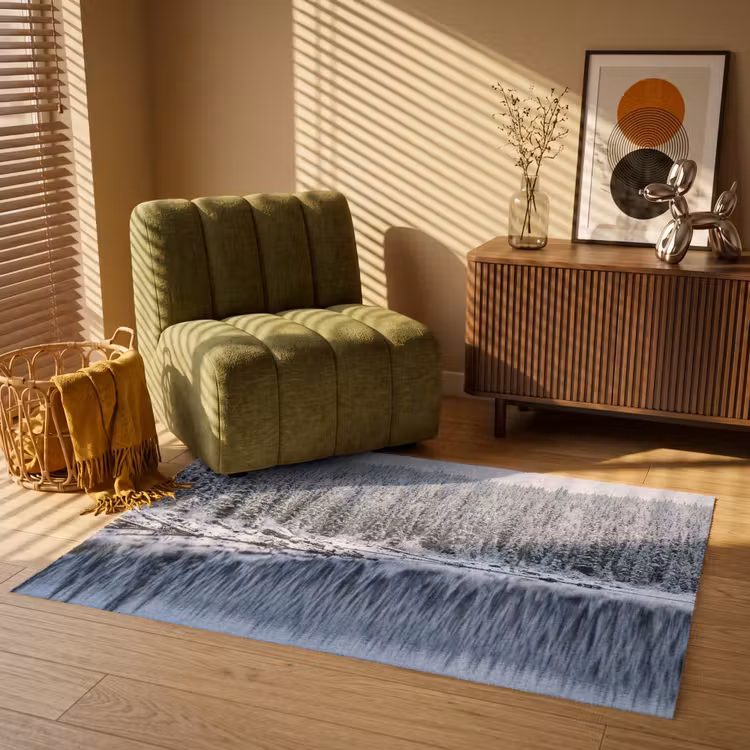Bos - Reflectie - Meer - Winter - Serene Vloerkleed Rechthoek klein -atmosphere_sfeer1_global