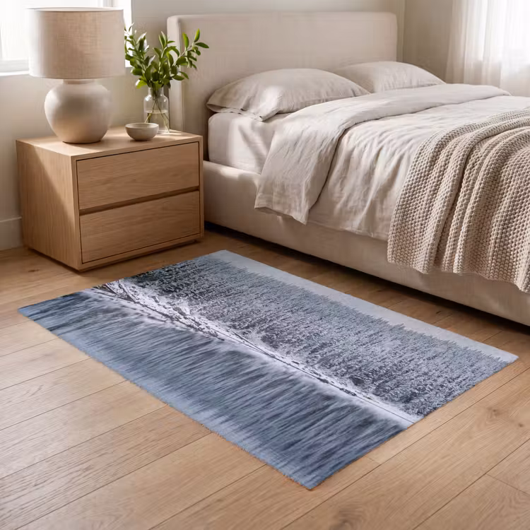 Bos - Reflectie - Meer - Winter - Serene Vloerkleed Rechthoek klein -atmosphere_sfeer3_global