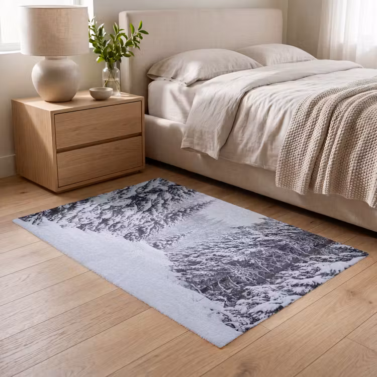 Bos - Winter - Sneeuw - Pad - Natuur Vloerkleed Rechthoek klein -atmosphere_sfeer3_global