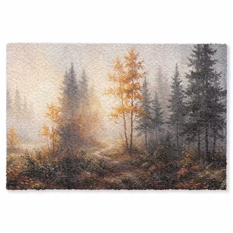 Bospad - Herfstbladeren - Natuur - Schilderachtig - Oranje Vloerkleed Rechthoek klein -3d