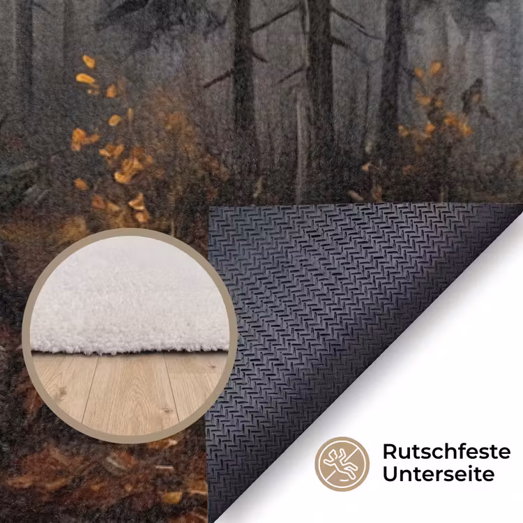 Bospad - Herfstbladeren - Natuur - Schilderachtig - Oranje Vloerkleed Rechthoek klein -uniquesellingpoint_antislip_DE_DE