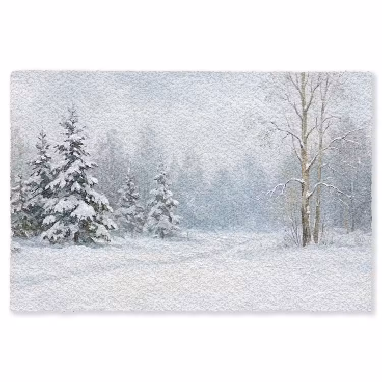 Bospad - Dennen - Sneeuw - Winter - Rustgevend Vloerkleed Rechthoek klein -3d