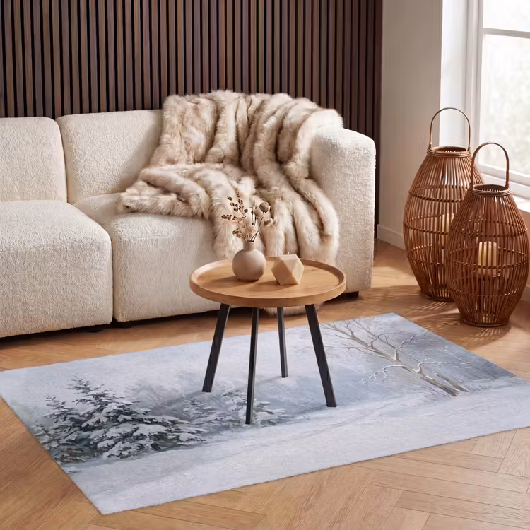 Bospad - Dennen - Sneeuw - Winter - Rustgevend Vloerkleed Rechthoek klein -atmosphere_sfeer2_global