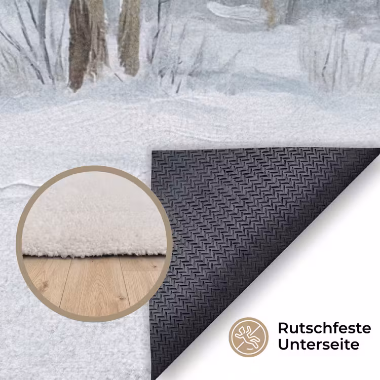 Bospad - Dennen - Sneeuw - Winter - Rustgevend Vloerkleed Rechthoek klein -uniquesellingpoint_antislip_DE_DE