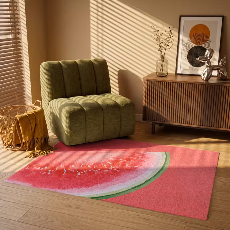 Watermeloen - Rood - Zomers Vloerkleed Rechthoek klein -atmosphere_sfeer1_global