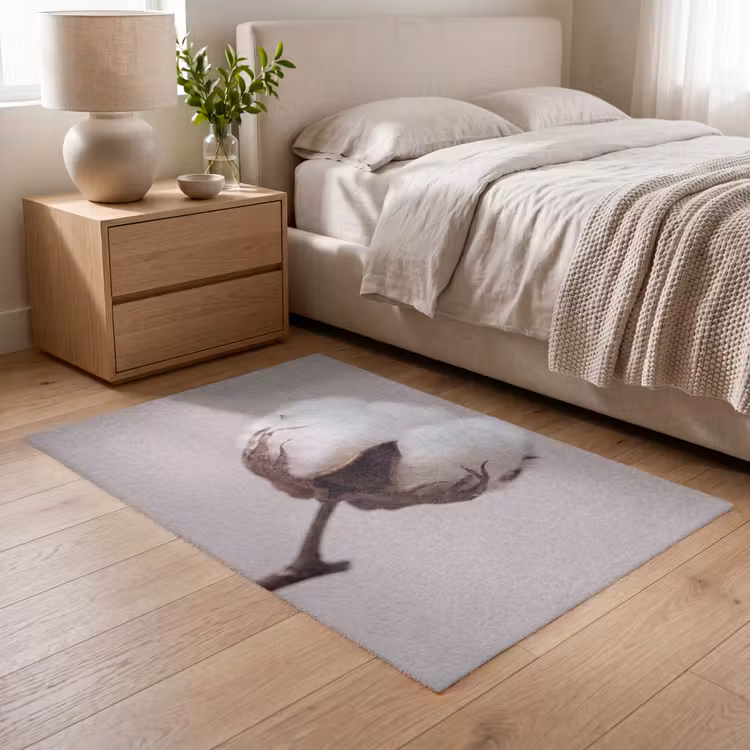Katoenbol - Minimalistisch - Wit Vloerkleed Rechthoek klein -atmosphere_sfeer3_global