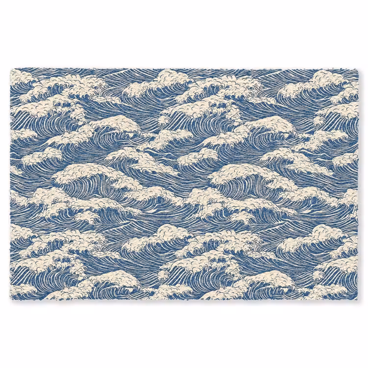 Golven - Klassiek - Blauw Vloerkleed Rechthoek klein 1091 -3d