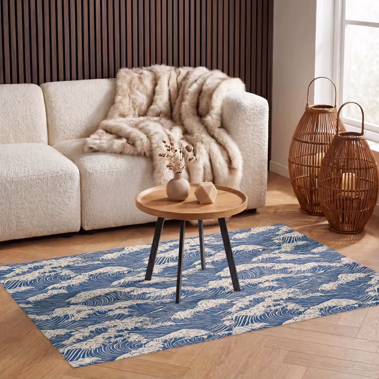Golven - Klassiek - Blauw Vloerkleed Rechthoek klein 1091 -atmosphere_sfeer2_global