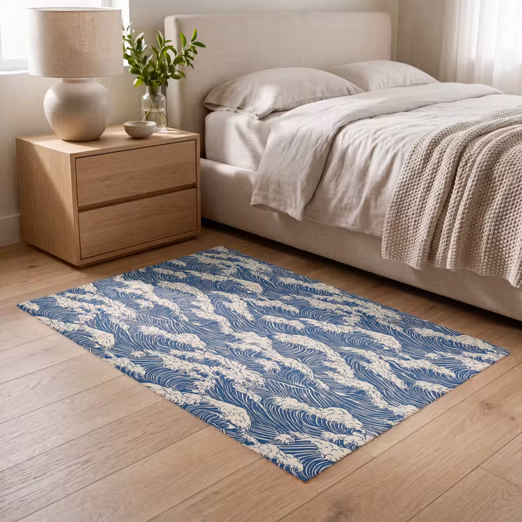Golven - Klassiek - Blauw Vloerkleed Rechthoek klein 1091 -atmosphere_sfeer3_global