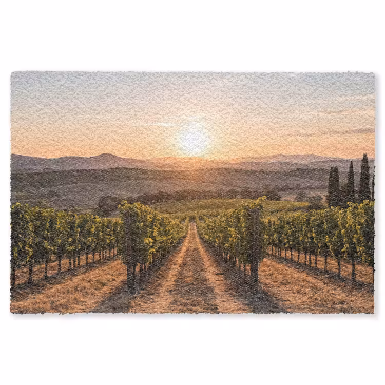 Wijngaard - Zonsondergang - Landschap Vloerkleed Rechthoek klein -3d
