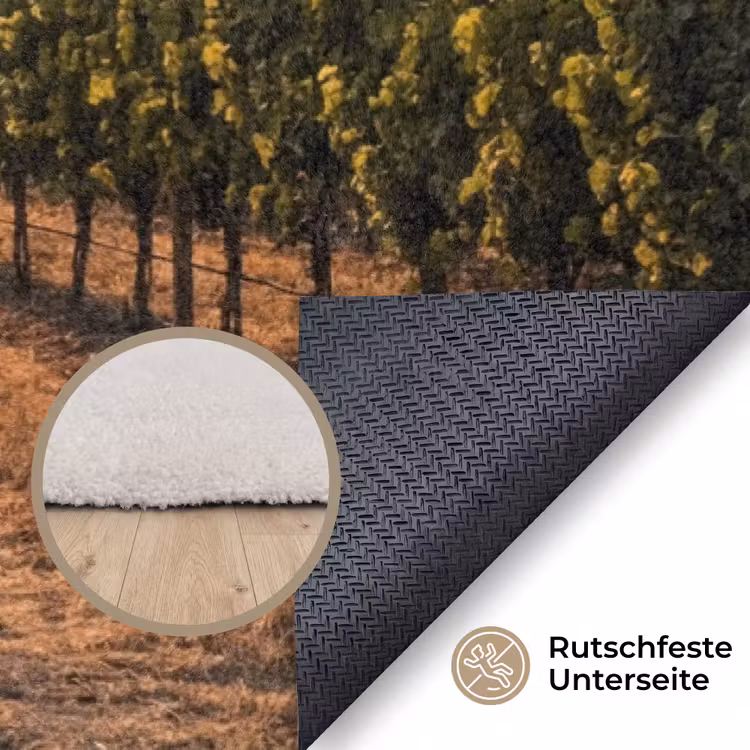 Wijngaard - Zonsondergang - Landschap Vloerkleed Rechthoek klein -uniquesellingpoint_antislip_DE_DE