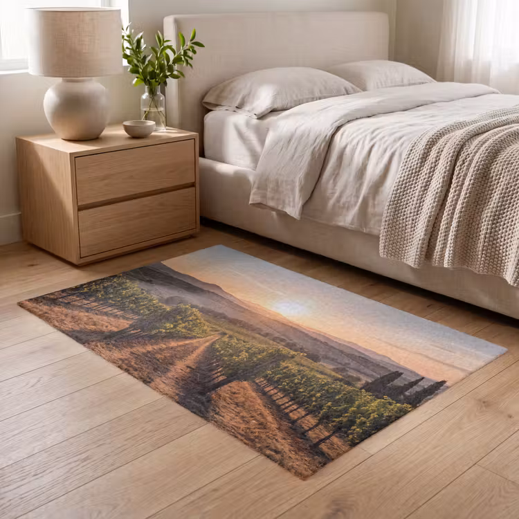 Wijngaard - Zonsondergang - Landschap Vloerkleed Rechthoek klein -atmosphere_sfeer3_global