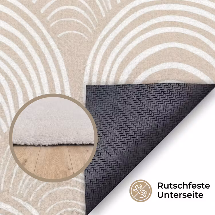 Golven - Structuur - Beige Vloerkleed Rechthoek klein 1091 -uniquesellingpoint_antislip_DE_DE
