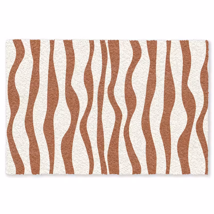 Golvende lijnen - Strepen - Beige - Bruin Vloerkleed Rechthoek klein -3d