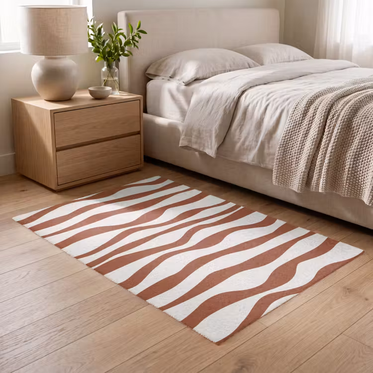 Golvende lijnen - Strepen - Beige - Bruin Vloerkleed Rechthoek klein -atmosphere_sfeer3_global