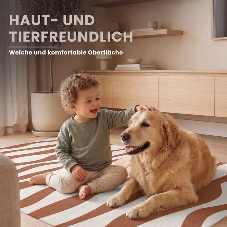 Golvende lijnen - Strepen - Beige - Bruin Vloerkleed Rechthoek klein -uniquesellingpoint_zacht_DE