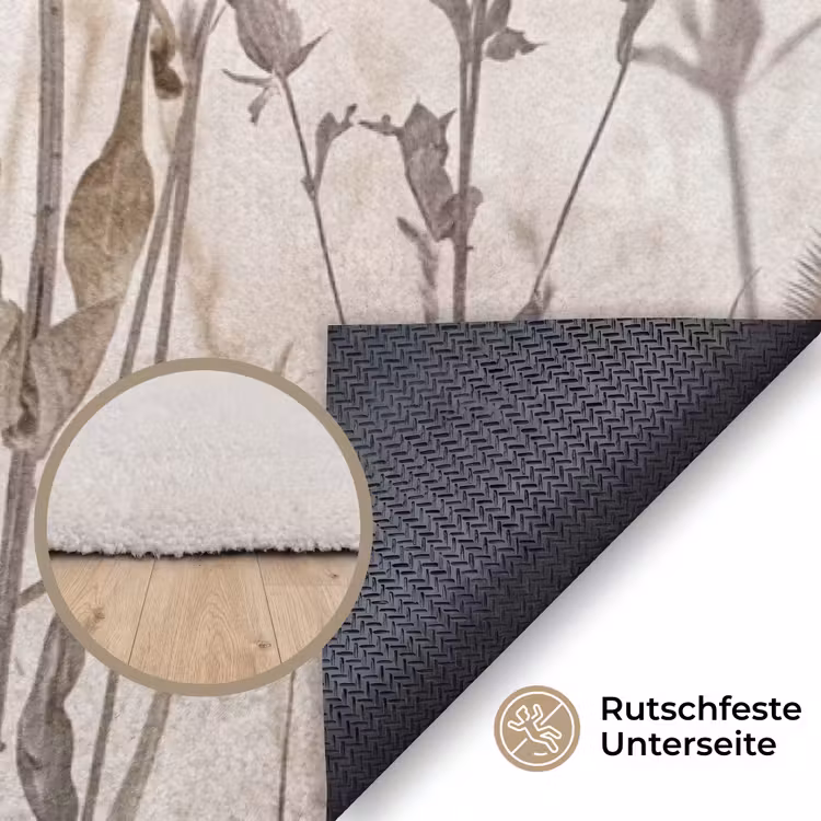 Weidebloemen - Design - Sepia Vloerkleed Rechthoek klein -uniquesellingpoint_antislip_DE_DE