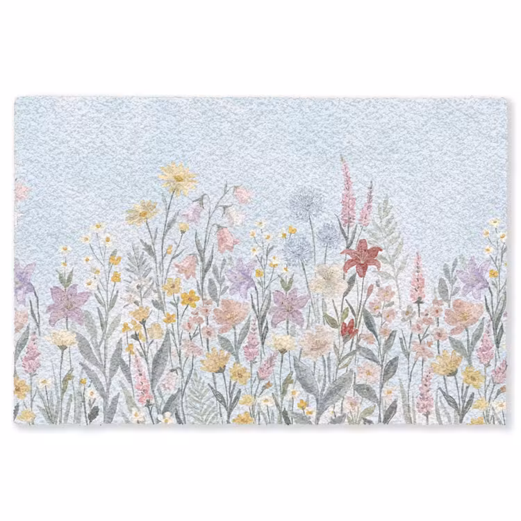 Weidebloemen - Illustratie - Kleurrijk Vloerkleed Rechthoek klein -3d