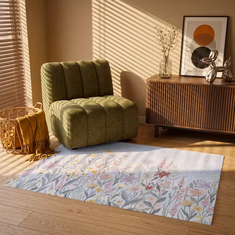 Weidebloemen - Illustratie - Kleurrijk Vloerkleed Rechthoek klein -atmosphere_sfeer1_global