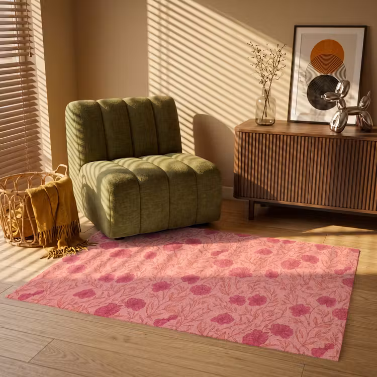 Weidebloemen - Romantisch - Roze Vloerkleed Rechthoek klein 1091 -atmosphere_sfeer1_global